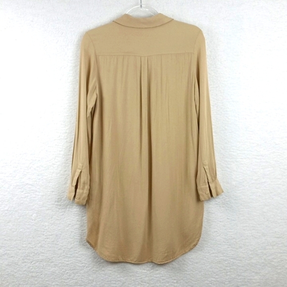 Kilky Paris Tan Button-Up Tunic Blouse, Women's Size Lg - Picture 4 of 8